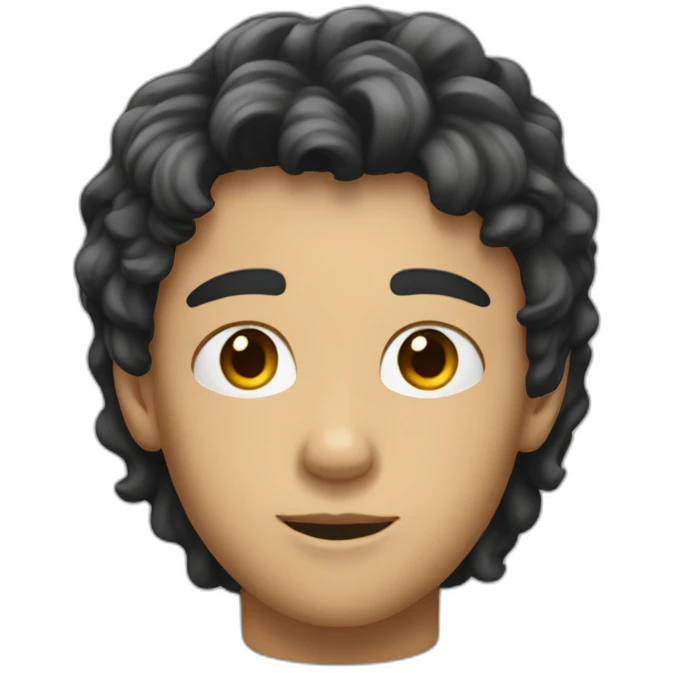 a teenage boy with black hair, short and a little wavy. we see only the head of the emoji emoji