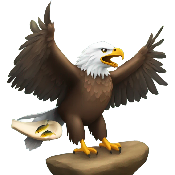 Eagle eating a fish on the river emoji