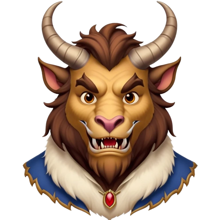 Beast from Beauty and the Beast, furry creature with horns and fangs wearing elegant clothes emoji