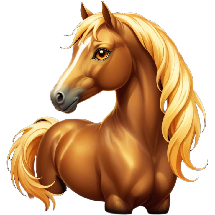 Cinematic Elegant Bay Horse Portrait Emoji, Head held high with a serene, majestic gaze, showcasing a magnificent bay fur with a rich, lustrous sheen, a flowing mane and tail, and radiant amber eyes that exude beauty and grace, Simplified yet majestically refined features, highly detailed, glowing with a soft, ethereal light, high shine, poised and breathtaking, stylized with an air of pure elegance, capturing the essence of a stunning and graceful steed, so beautiful it feels like it could gallop out of the screen with effortless charm! emoji