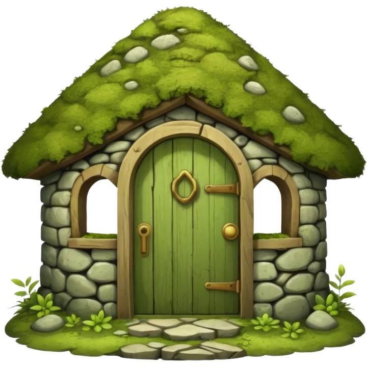 Round stone hut with wooden door.




 emoji