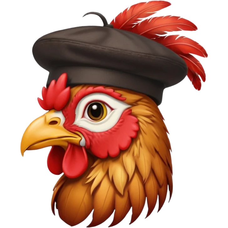 rooster wearing beret emoji