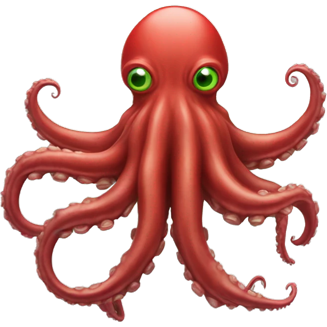 Un kraken rojo, grande y con ojos verdes grandes emoji