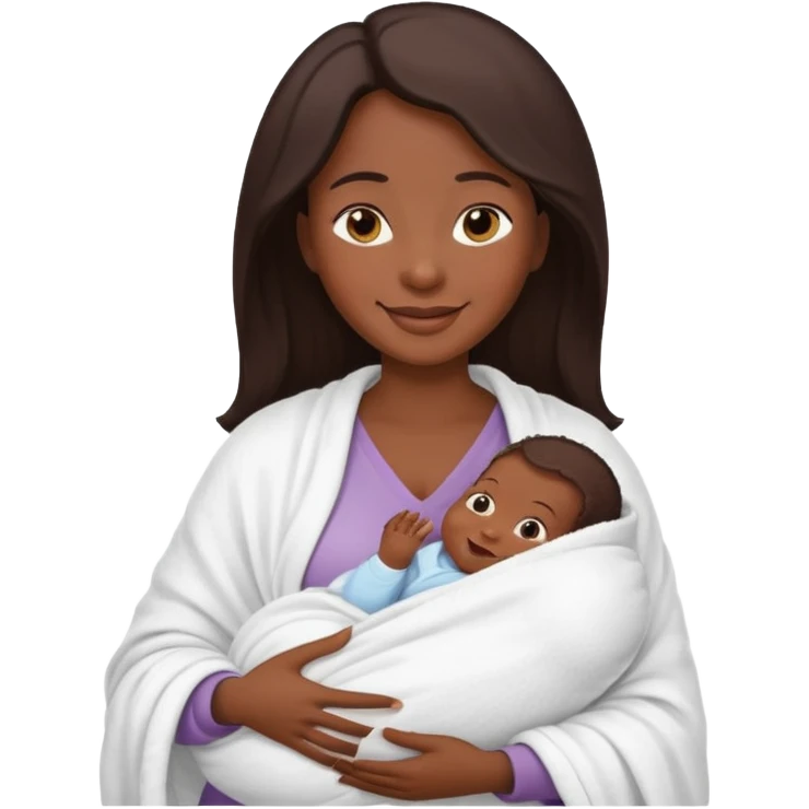 dark skinned mother with one newborn baby emoji