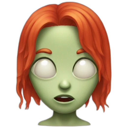 Crying alien with red hair emoji