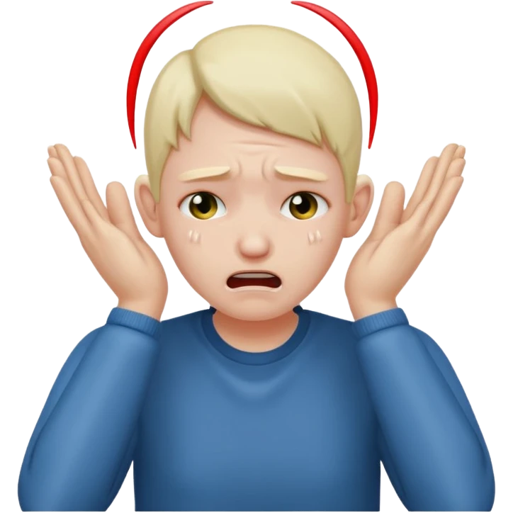 person covering ears with hands, wincing in pain emoji