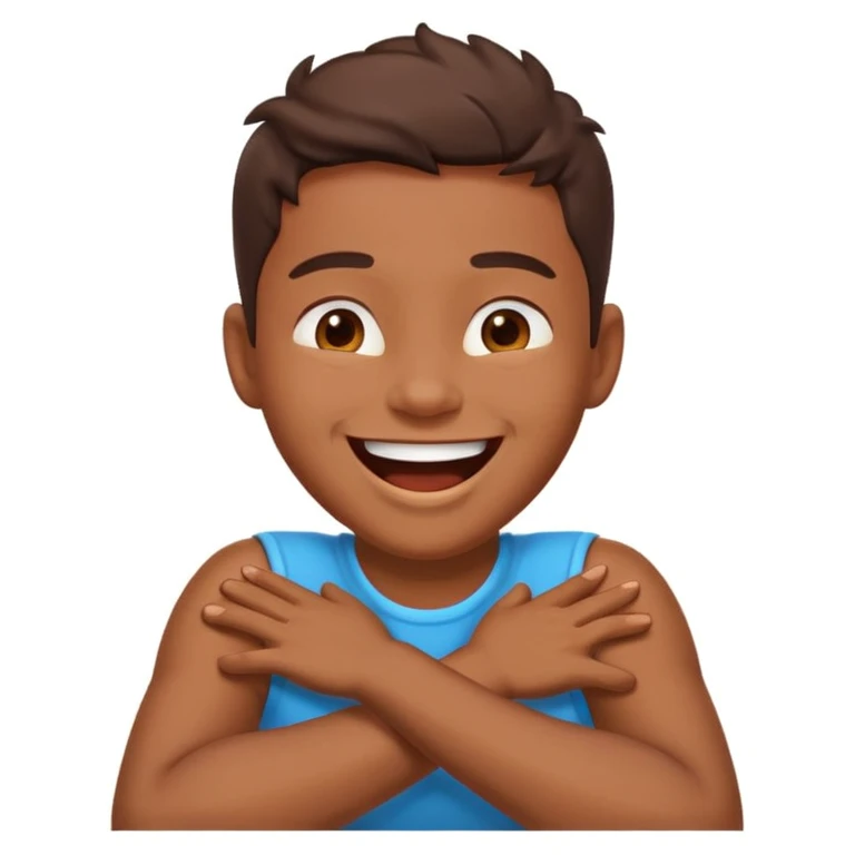 arms crossed holding neck while laughing  emoji