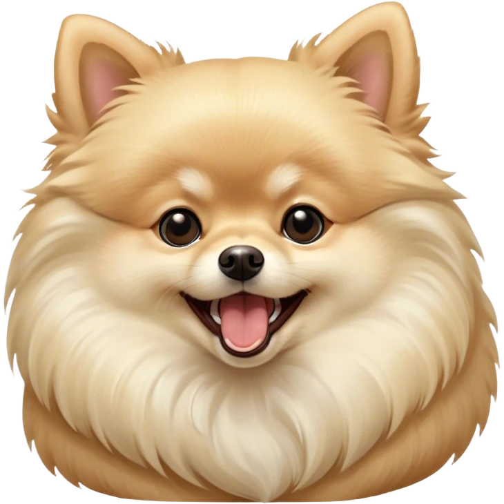 Cinematic Cute Yawning Cream Pomeranian Portrait Emoji, Head tilted slightly with a dramatic, wide-open yawn, showcasing a soft, fluffy cream Fur with gentle highlights, floppy ears slightly drooping, round dark eyes barely open in drowsy contentment, Simplified yet irresistibly adorable features, highly detailed, glowing with a soft, cozy glow, high shine, relaxed yet expressive, stylized with a touch of whimsy, bright and endearing, soft glowing outline, capturing the essence of a sleepy yet affectionate companion, so drowsy it feels like it could stretch right out of the screen and curl up for a nap! emoji