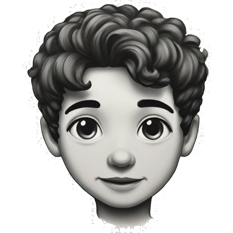 portrait of a black-haired boy inked emoji