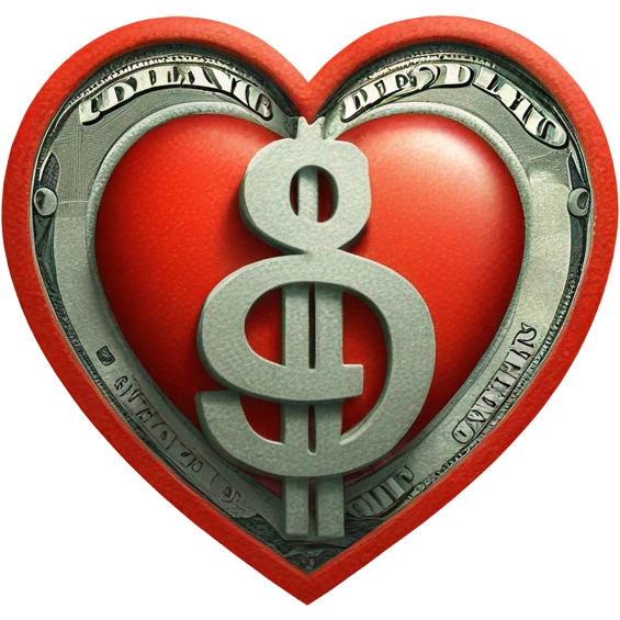 dollar sign red heart emoji
