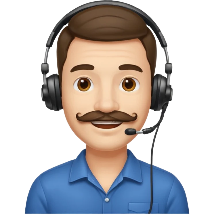 receptionist face fat mustached guy with headpset emoji
