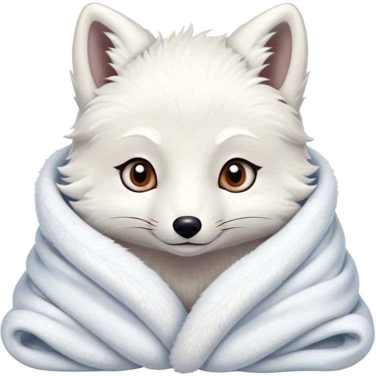 Arctic fox cozy in blanket  emoji