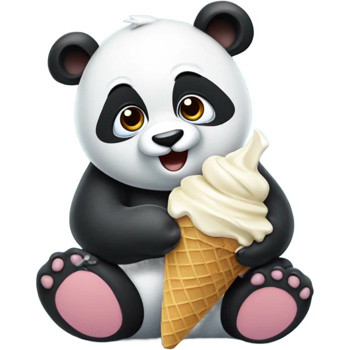Panda eating ice cream emoji