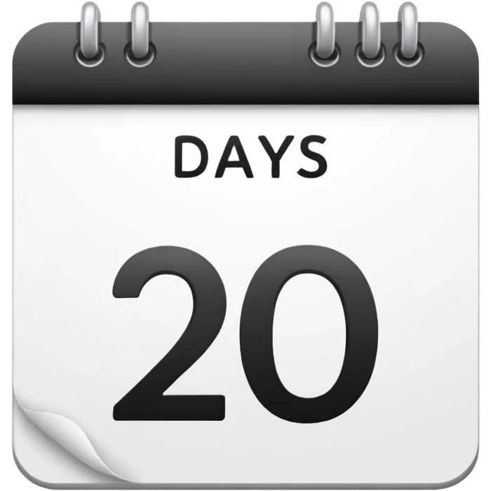 calendar showing '2 days' in bold text emoji