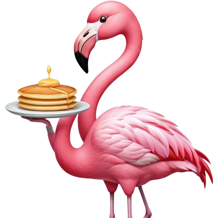 flamingo with a pancake emoji