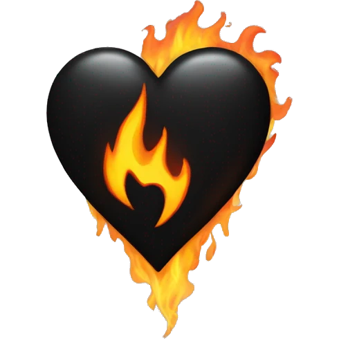 Black heart with fire emoji