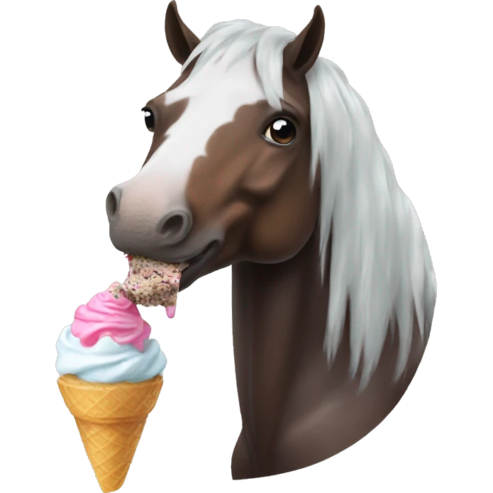 A horse eating ice cream emoji