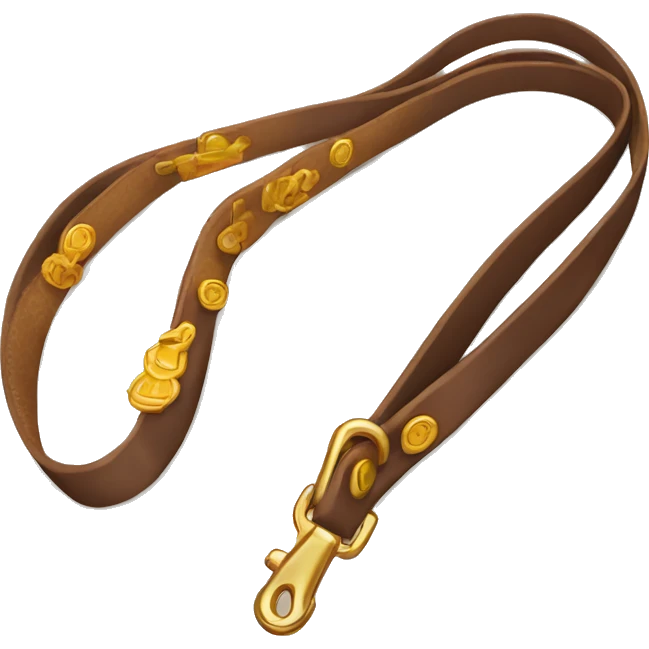 Brown dog leash with golden snap  emoji