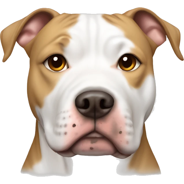 White American Staffordshire terrier with light brown patches by her ear  emoji