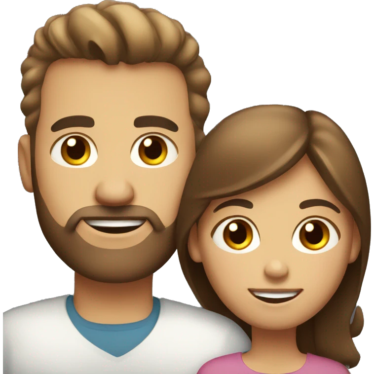White family, brown hair, brown eyes, dad, mom and daughter emoji