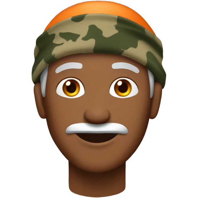 Older man with orange shirt and camouflage doorag emoji