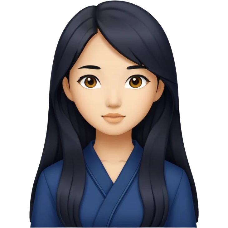 Beautiful Asian girl with long black hair in Navy emoji