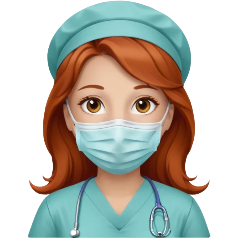 nurse with long brown/red hair with brown eyes emoji