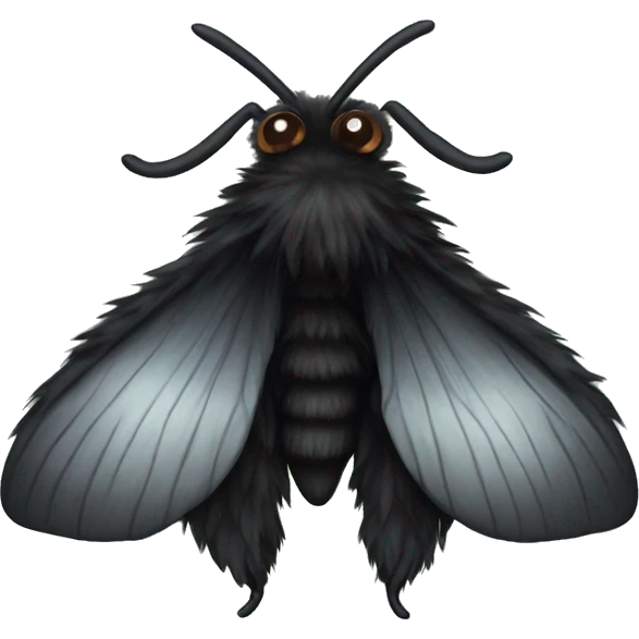 Black fluffy moth emoji