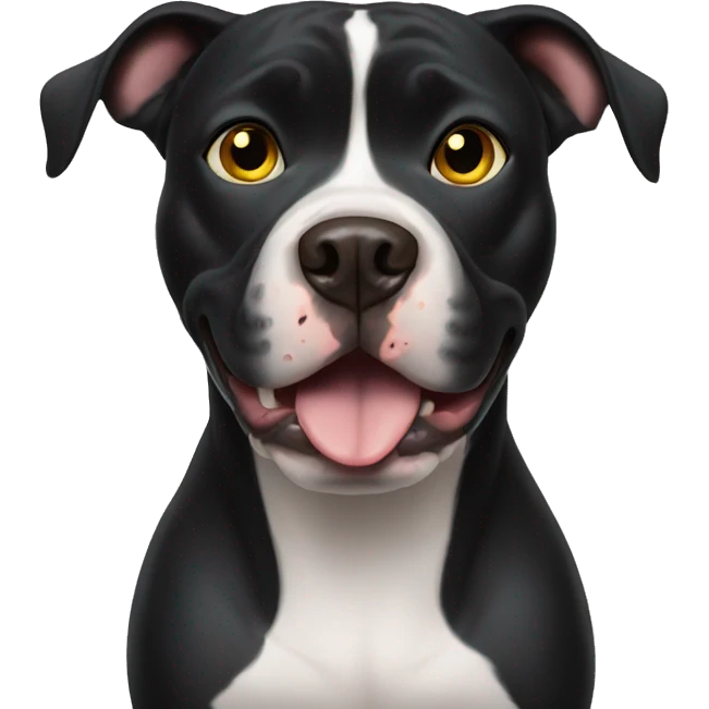 black pitbull with crazy eyes emoji