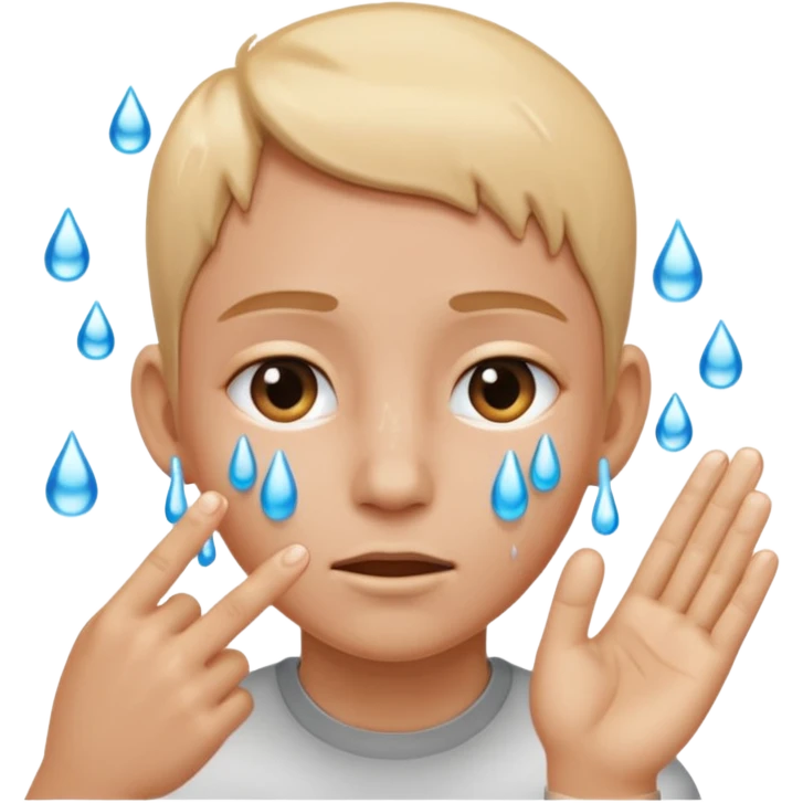 Fingers in ear and its dripping water emoji