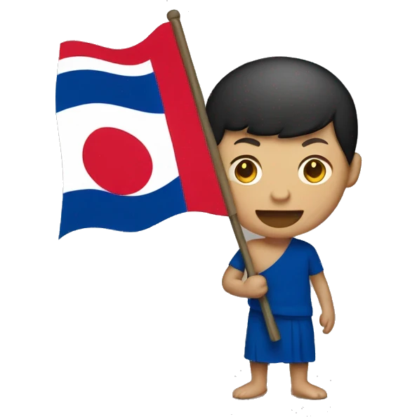 Laotian man holding a Laos flag  emoji