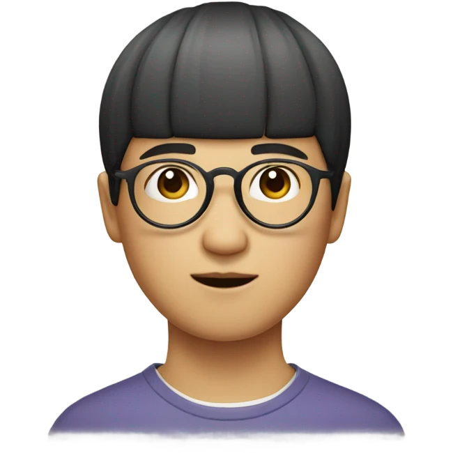 Asian guy with a bowl cut and circular glasses emoji