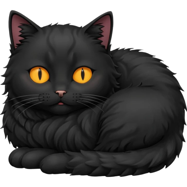 Curled Sleeping Cat black emoji