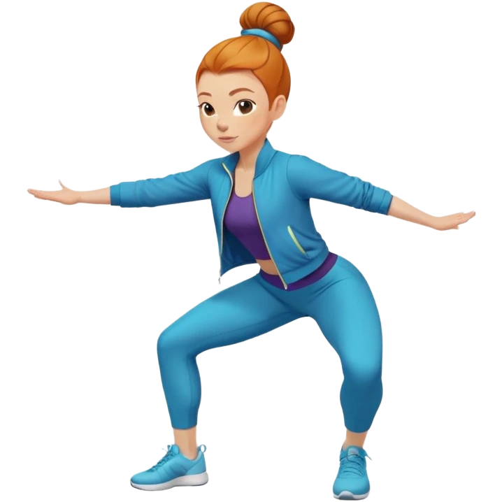 Ginger girl aerobics with jacket middle part slick back bun emoji