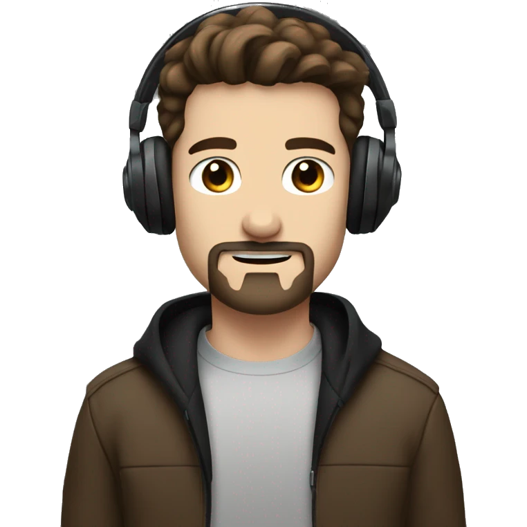 cool guy blue eyes brown hair headphones black goatee emoji
