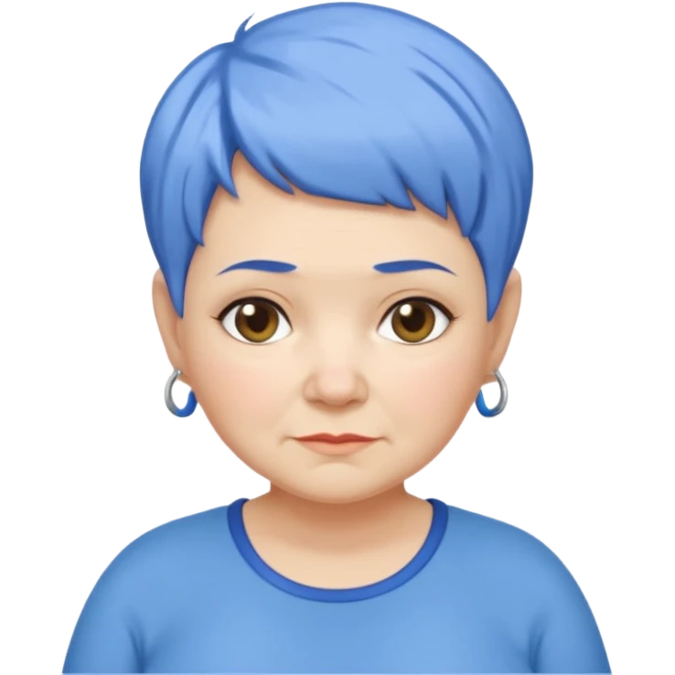 mujer mayor un poco gorda pelo azul o morado pixie cut barriobajera emoji