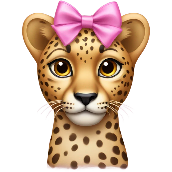 Cheetah with a pink bow emoji