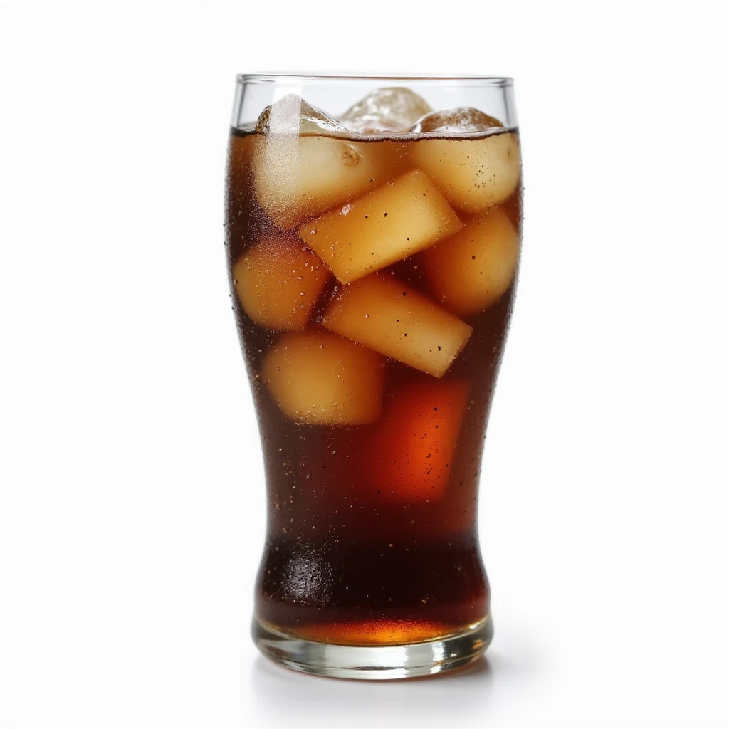 realistic glass of Coca Cola with ice, isolated, natural details, no background emoji