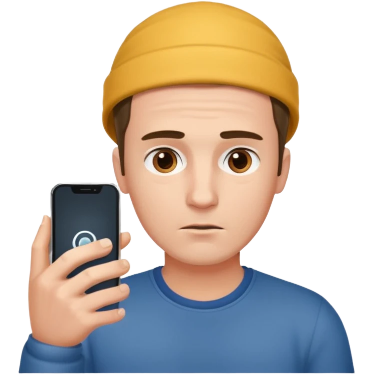 guy holding an smartphone horizontally on his forehead emoji