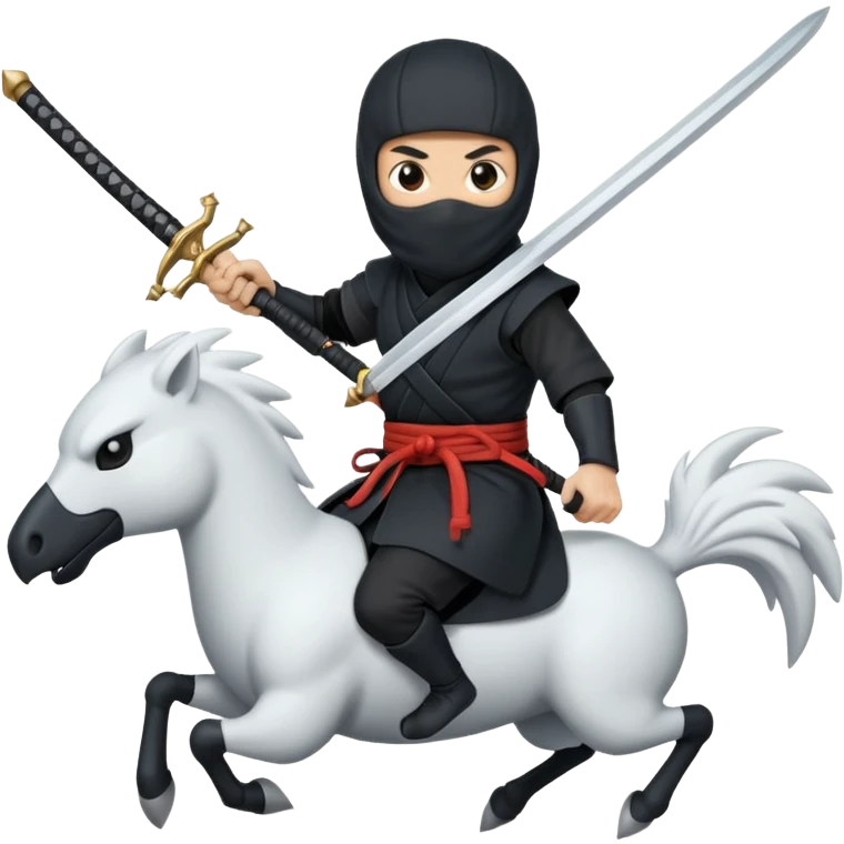 Ninja ride on white crows and hold sword emoji