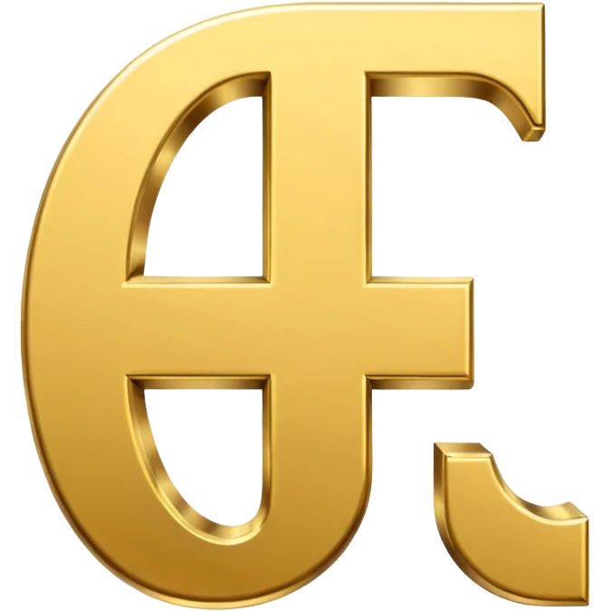 Currency crypto money symbol for the money "Fcoins" letter F in gold emoji