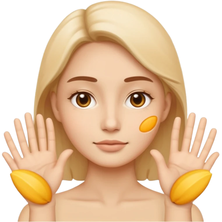 Minimal emoji representing reduced facial puffiness, soft hand gesture shaping the face contour, balanced and natural appearance, wellness-focused, simple and easy to understand
 emoji