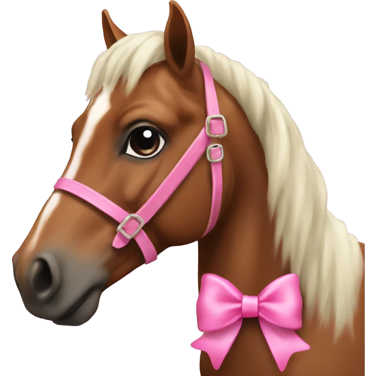 Bay horse with a pink bow emoji