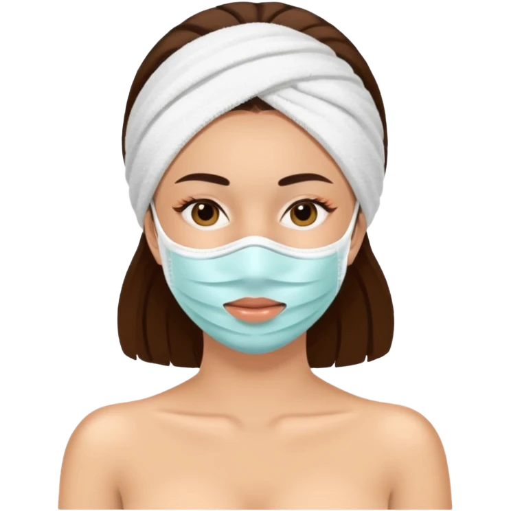 Lady with face mask spa beauty full face relaxing emoji