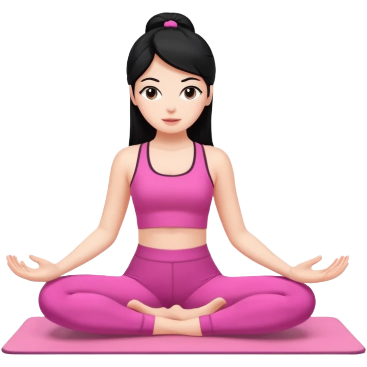 White girl with black hair pilates pink emoji