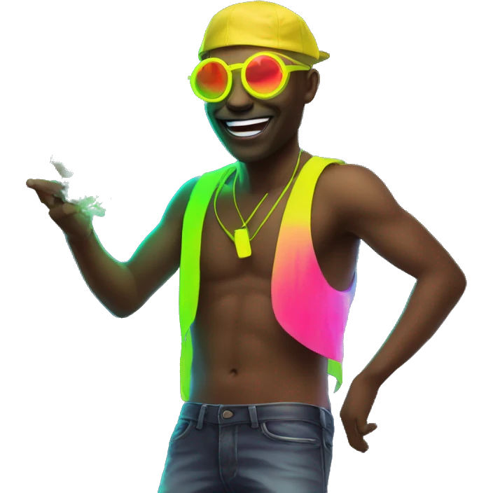 Rave party dancing neon smoking emoji