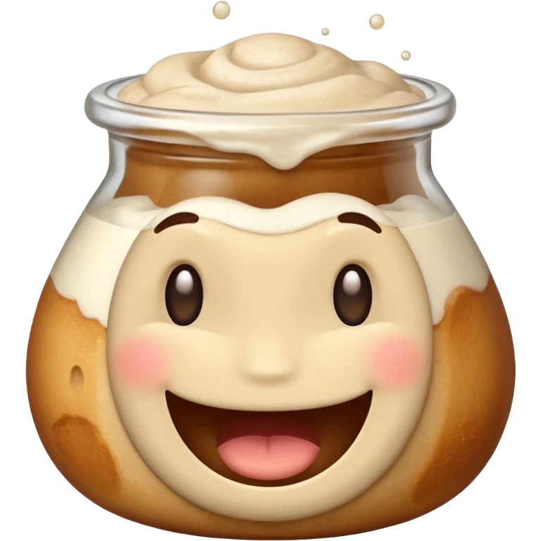 Sourdough starter emoji with face emoji
