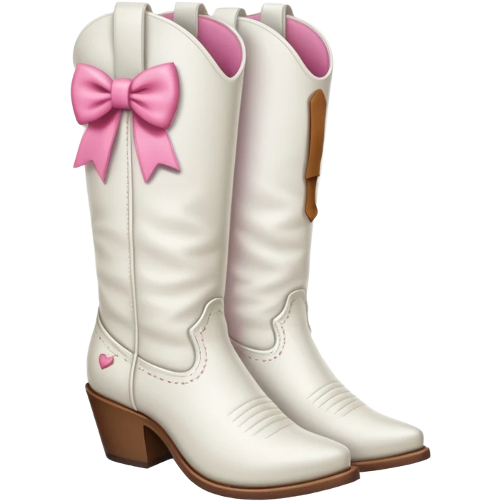 White cowgirl boots with a pink bow on the side emoji