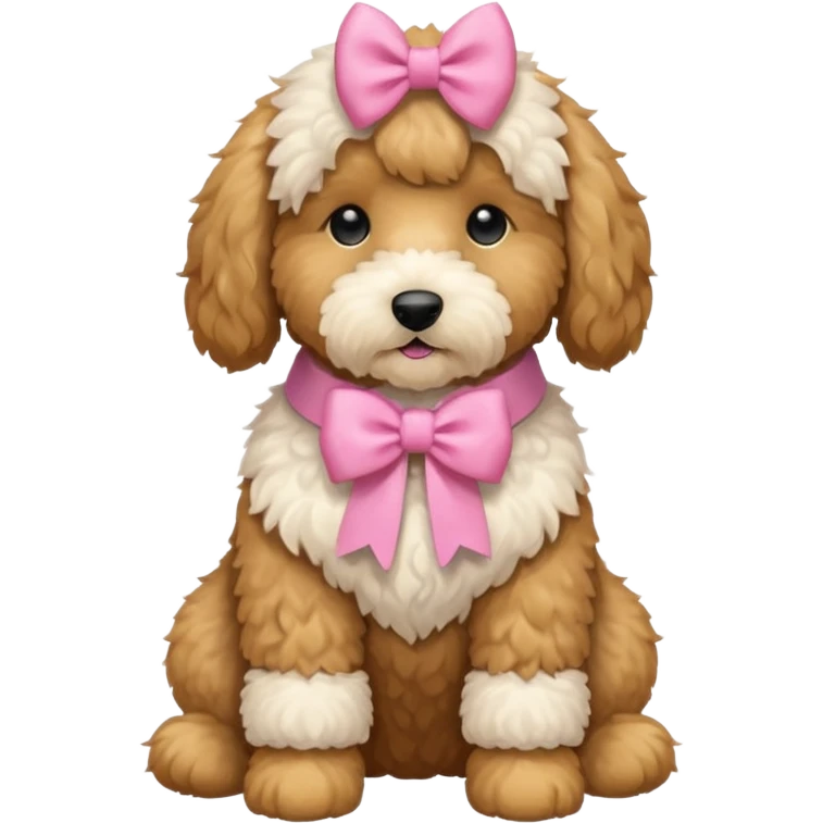 Cute Golden doodle with pink bow sitting down emoji