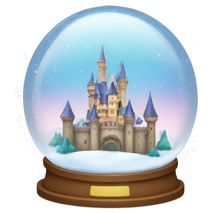 Sparkly snow globe with a castle emoji